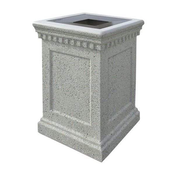 24-Gallon Concrete Colonial Trash Receptacle with Aluminum Top - 610 lbs.