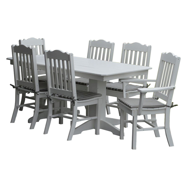 6 Ft. Rectangular Recycled Plastic Dining Table with 6 Royal Chairs - 290 lbs.