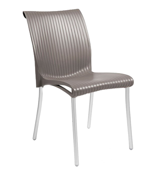 Regina Plastic Resin Dining Chair with Armless Aluminum Frame