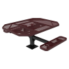 Elite Series 46" X 54" ADA Compliant Thermoplastic Polyethylene Coated Octagon Pedestal 2 Or 3 Seat Picnic Table Expanded Metal - Burgundy - Surface Mount - 2 Seat
