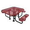 Elite Series ADA Compliant 46" X 54" Octagon Thermoplastic Polyethylene Coated Picnic Table Expanded Metal - Red - Portable