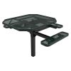 RHINO 46" x 54" Octagon ADA Complaint Thermoplastic Polyolefin Coated Green Pedastal Picnic Table - Expanded Metal - Inground Mount