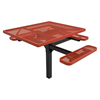 RHINO 46" x 54" Square ADA Complaint Thermoplastic Polyolefin Coated Pedestal Red Picnic Table - Expanded Metal - Inground Mount