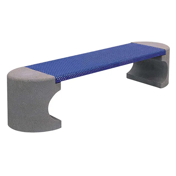 81" Commercial Concrete Backless Bench With Thermoplastic Steel Seat
