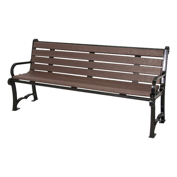 Cascades Recycled Plastic Bench with Back and Aluminum Frame