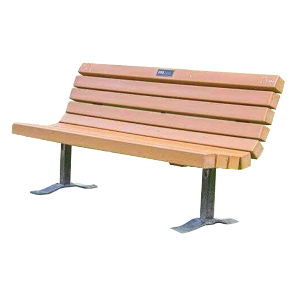 Recycled Plastic Contoured Park Bench With Steel Frame With Surface Mount