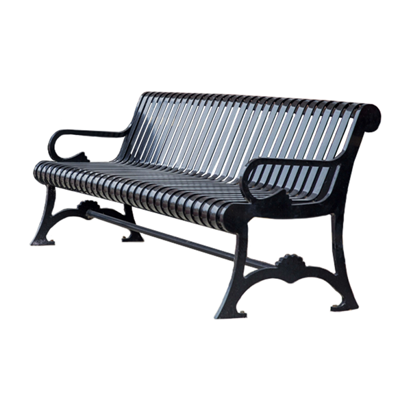 Streetscape Style Contoured Bench - Powder Coated Strap Steel - 4 or 6 ft.