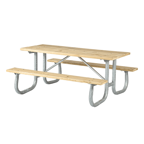 8 Ft. Heavy Duty Wooden Picnic Table With Welded Galvanized Steel Frame