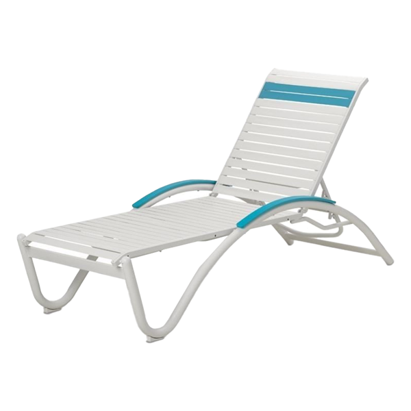 Helios Contract Vinyl Strap Chaise Lounge Aluminum Frame Powder-Coated - 29 lbs.