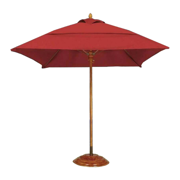 Commercial Umbrellas Six Foot Square Diameter Bridgewater Style Market Umbrella. One Piece Simulated Wood Pole. Marine Grade Fabric.