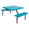 42" Commercial Square Thermoplastic Picnic Table With Two Benches Steel Frame