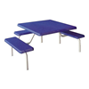 42" Commercial Square Thermoplastic Picnic Table With Three Benches Steel Frame