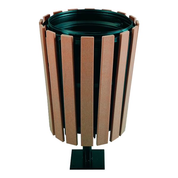 32 Gallon Recycled Plastic Tapered Receptacle With Steel Frame
