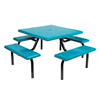 42" Commercial Square Thermoplastic Picnic Table With Four Benches And Steel Frame
