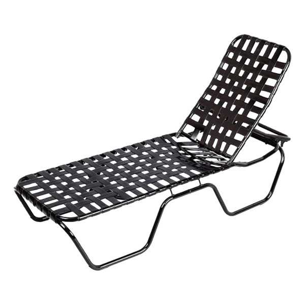 Daytona Cross Weave Vinyl Strap Chaise Lounge with Stackable Commercial Aluminum Frame