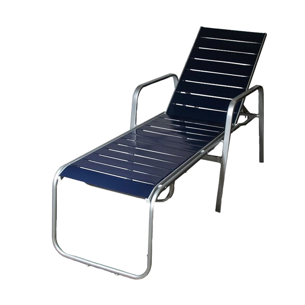 Destin Vinyl Strap Commercial Stack Chaise Lounge Powder-Coated Welded