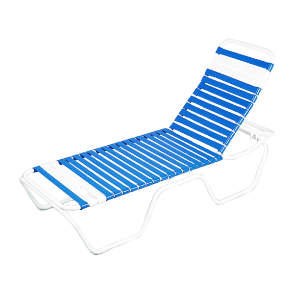 Daytona Vinyl Strap Chaise Lounge with Stackable Commercial Aluminum Frame