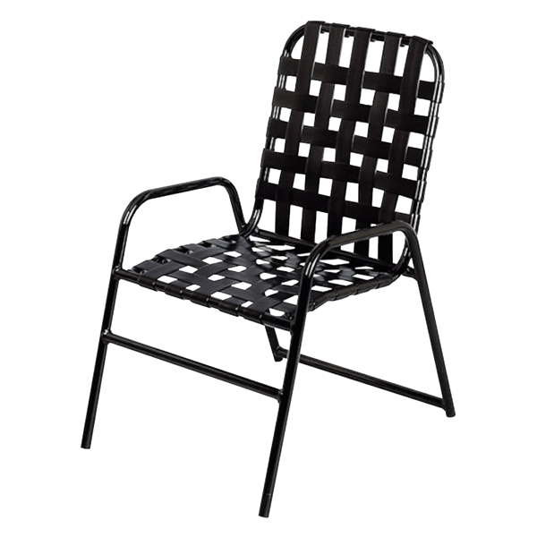 Daytona Cross Weave Vinyl Strap Chair with Stackable Commercial Aluminum Frame