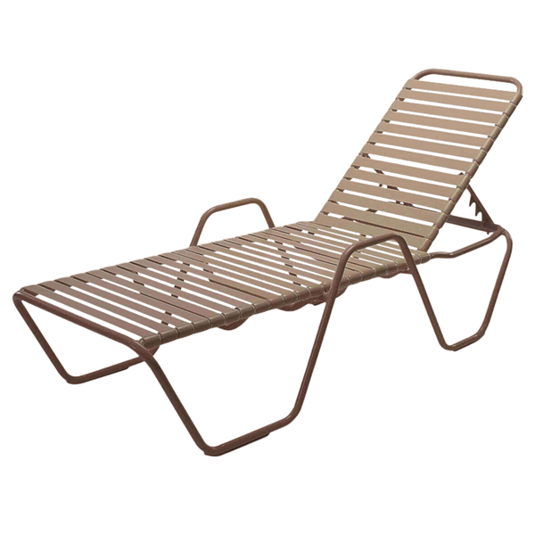 St. Maarten Vinyl Strap Chaise Lounge with Arms - Commercial Aluminum Frame