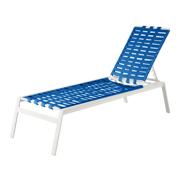 Waterside Cross Weave Vinyl Strap Chaise Lounge with Heavy-Duty Aluminum Frame