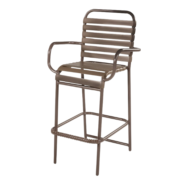 St. Maarten Vinyl Strap Bar Stool with Arms - Commercial Aluminum Frame