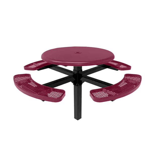 RHINO 46" Round Solid Top Thermoplastic Polyolefin Coated Pedestal Picnic Table