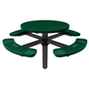 RHINO 46" Round Thermoplastic Polyolefin Coated Pedestal Grey Picnic Table - Punched Steel - Inground Mount 46" Round Thermoplastic Polyolefin Coated Pedestal Green Picnic Table