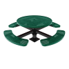RHINO 46" Round Thermoplastic Polyolefin Coated Pedestal Grey Picnic Table - Punched Steel - Inground Mount 46" Round Thermoplastic Polyolefin Coated Pedestal Green Picnic Table