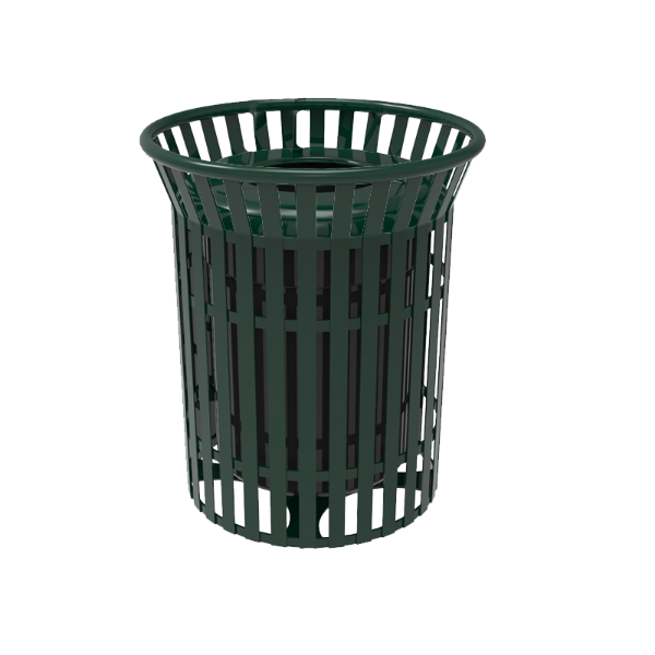 Elite Series 32 Gallon Skyline Thermoplastic Trash Receptacle With Top And Liner