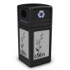 42 Gallon Recycle Top Plastic Trash Receptacle With Decorative Cattails Stainless Steel Panels