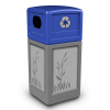 42 Gallon Recycle Top Plastic Trash Receptacle With Decorative Cattails Stainless Steel Panels