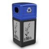 42 Gallon Recycle Top Plastic Trash Receptacle With Decorative Cattails Stainless Steel Panels