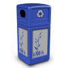 42 Gallon Recycle Top Plastic Trash Receptacle With Decorative Cattails Stainless Steel Panels