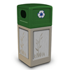 42 Gallon Recycle Top Plastic Trash Receptacle With Decorative Cattails Stainless Steel Panels