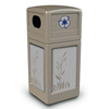 42 Gallon Recycle Top Plastic Trash Receptacle With Decorative Cattails Stainless Steel Panels
