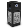 42 Gallon Recycle Top Plastic Trash Receptacle With Decorative Reeds Stainless Steel Panels