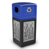 42 Gallon Recycle Top Plastic Trash Receptacle With Decorative Reeds Stainless Steel Panels