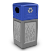 42 Gallon Recycle Top Plastic Trash Receptacle With Decorative Reeds Stainless Steel Panels