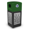 42 Gallon Recycle Top Plastic Trash Receptacle With Decorative Reeds Stainless Steel Panels