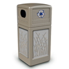 42 Gallon Recycle Top Plastic Trash Receptacle With Decorative Reeds Stainless Steel Panels