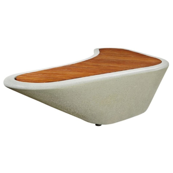 Collaboration Concrete Boomerang Bench with Wooden Top - 1950 lbs.