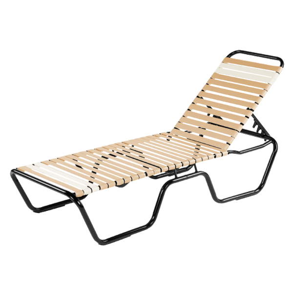 Neptune Vinyl Strap Chaise Lounge - Commercial Aluminum Frame