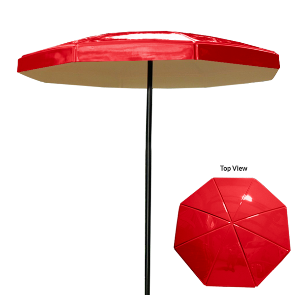 6 Foot Octagon Valance Fiberglass Umbrella with Powder Coated Black Steel 1 1/2" Pole