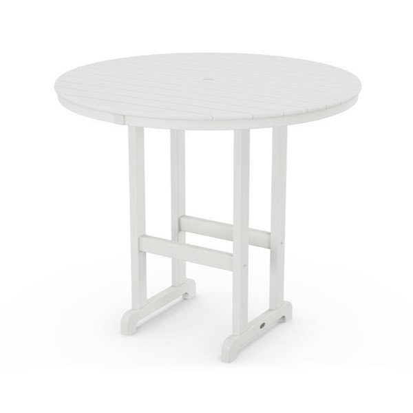 48 Inch Round Bar Table - White