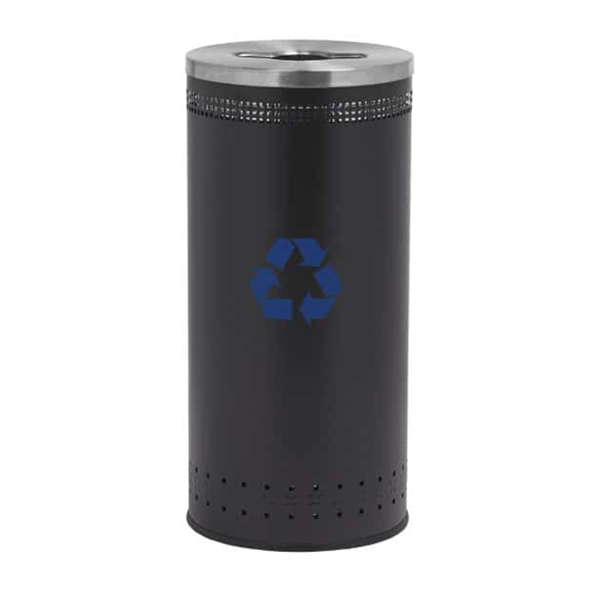 25 Gallon Precision Steel Round Recycling Receptacle With Recycler Top