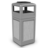 42 Gallon Ashtray Top Plastic Trash Receptacle With Decorative Horizontal Lines Stainless Steel Panels