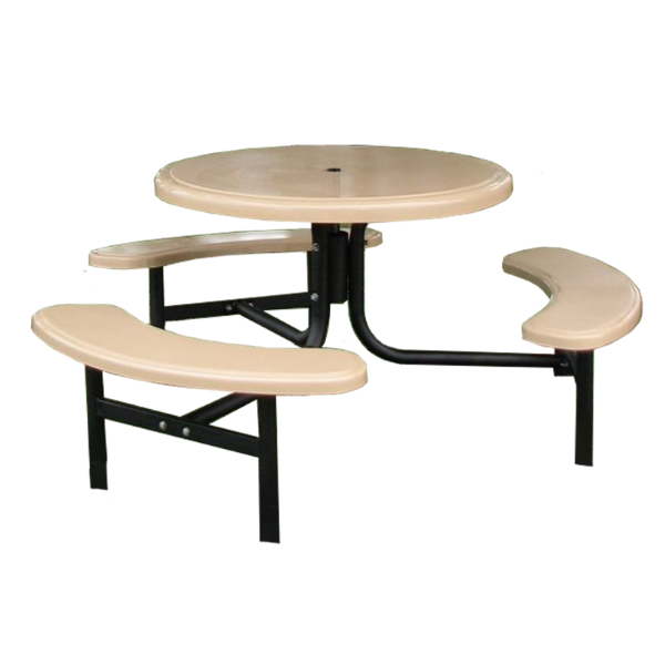 42" Round Fiberglass Picnic Table with Steel Frame Furniture Leisure