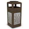 42 Gallon Ashtray Top Plastic Trash Receptacle With Decorative Reeds Stainless Steel Panels