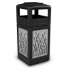 42 Gallon Ashtray Top Plastic Trash Receptacle With Decorative Reeds Stainless Steel Panels