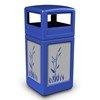 42 Gallon Dome Top Plastic Trash Receptacle With Decorative Cattails Stainless Steel Panels